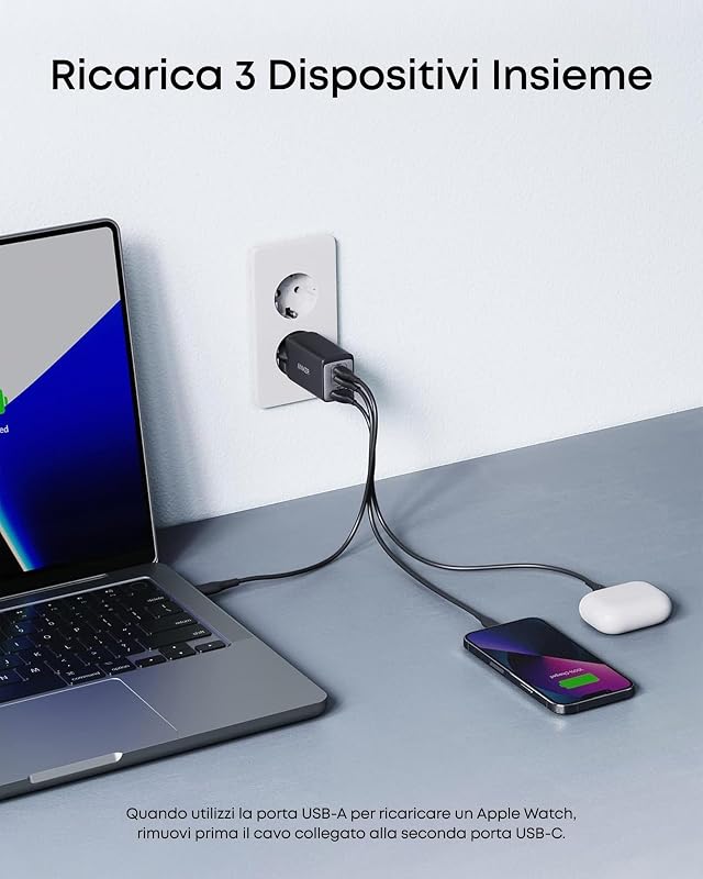 caricatore USB C rapido 735 (Nano II 65W) pod a 3 porte PPS
