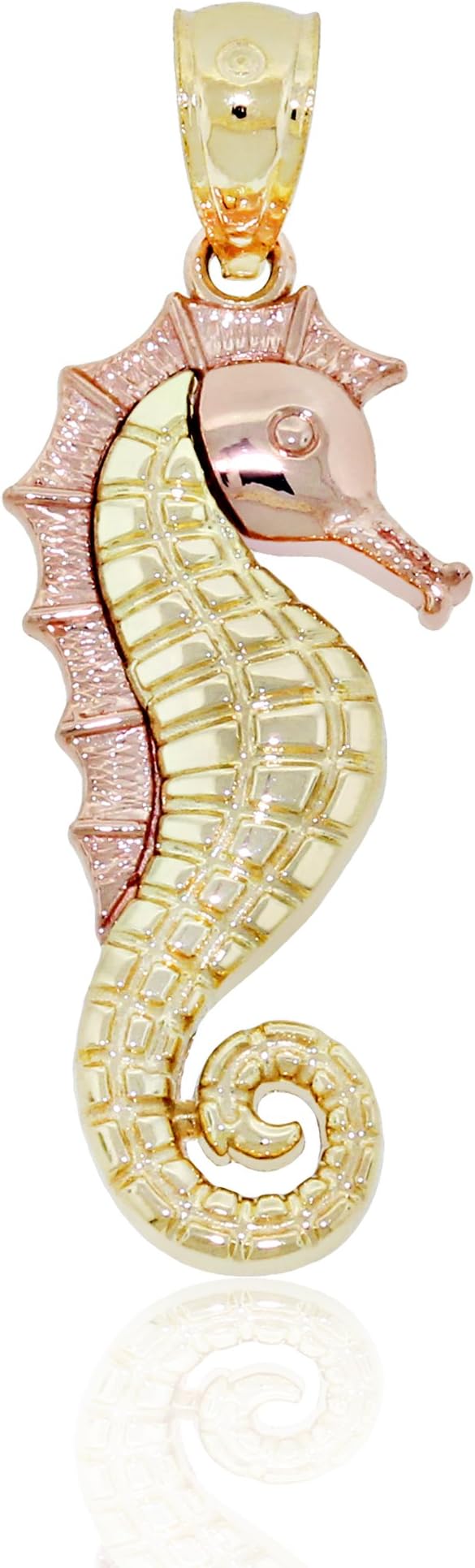Charm AmericaGold Two Tone Seahorse Charm - 10 Karat Solid Gold - Seahorse Pendant