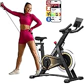 Exercise Bike,Yesoul Stationary Bikes for Home with 2 Resistance Bands, Exclusive App, Low Noise Indoor Cycling Bike with 300
