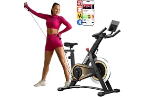 Exercise Bike,Yesoul Stationary Bikes for Home with 2 Resistance Bands, Exclusive App, Low Noise Indoor Cycling Bike with 300lbs Weight Capacity,Comfortable Seat Cushion and Upgraded LED Monitor,Rich Fitness Courses for Home Gym Cardio Workout Training