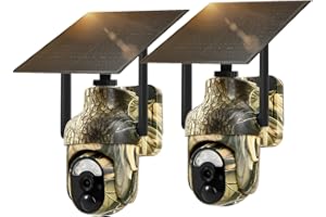 GLEEMALL 4G LTE Cellular Trail Cameras 2K 360° View Live Streaming Game Camera Built-in SIM Card with Motion Activated Color Night Vision Remote Phone Access Solar Powered Trail Camera IP65 Waterproof 2 Pack