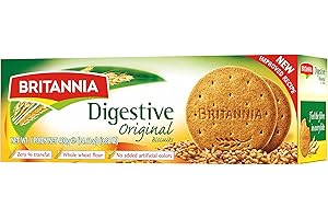 BRITANNIA Digestive Original Biscuits 14.11oz (400g) - Whole Wheat Flavor Cookies - Breakfast & Tea Time Healthy Snacks (Pack of 1)