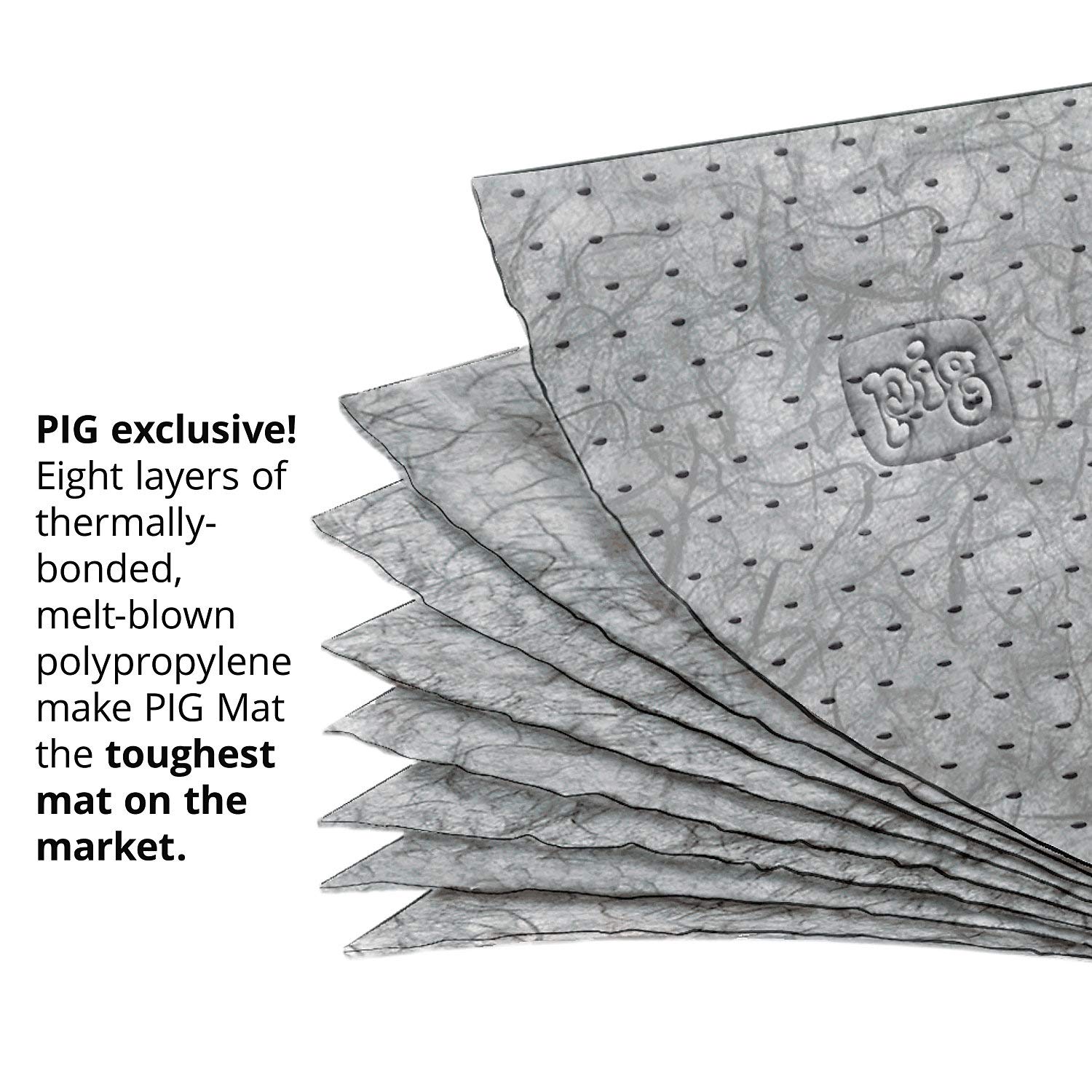 New Pig MAT240 Premium Absorbent Mat Pads | Oil Absorbent Pads | The Original PIG Mat | 15" x 20" Oil Pads | Each Pad Absorbs 28 oz | Total Absorbency is 22 gallons | 100-Count: Industrial & Scientific