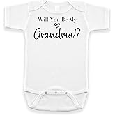 Pineapple Pancake Kids Will You Be My Grandma, Pregnancy Announcement Bodysuit for Grandma, White and Natural Color
