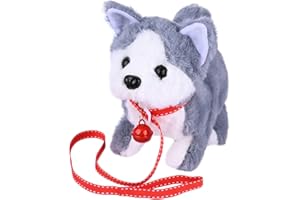 WorWoder Plush Husky Dog Toy Puppy Electronic Interactive Pet Dog - Walking, Barking, Tail Wagging, Stretching Companion Animal for Kids (Husky Dog)