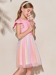 Haloumoning Girls Tutu Dress Ruffle Short Sleeve