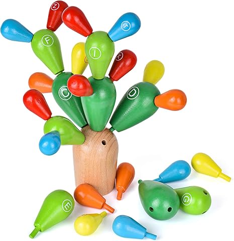 Ulikey Juguete de Montaje Cactus, Cactus Bloque de Madera, Cactus