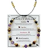 KMYLINKER Anxiety Relief Bracelet for Women Gifts for Her Natural Gemstone Healing Crystal Beaded Bracelet Depression Stress Relief Spiritual Jewelry Balance Stability