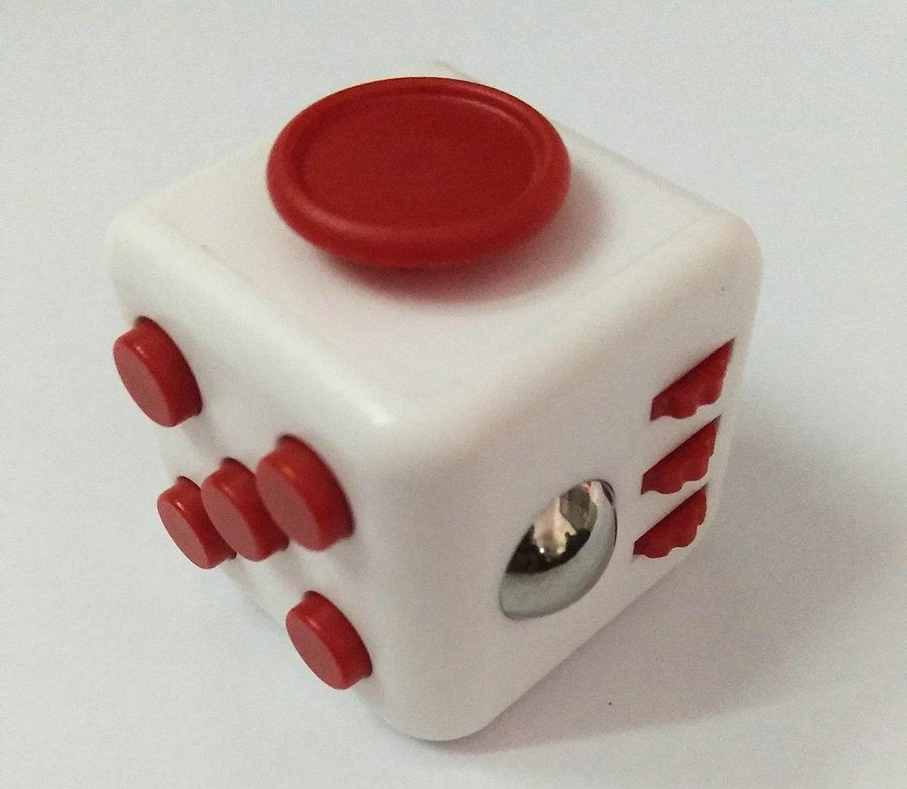 NL Communications *UK Figit Fidget Cube Anxiety Stress Relief 6 Sides Figdet (2017) (White Red)