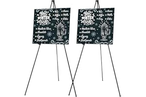 Mutualsign 2 Packs Easel Stand for Display Easels for Signs Black Easel Floor Tripod Standing Poster Easel, Lightweight Metal Portable Welcome Board Stand, Base 63" Max, Supports 5 pounds