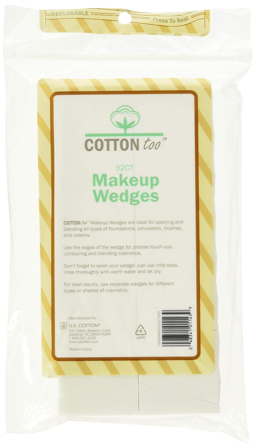 Cotton Too Premium 32 Count Latex-free Cosmetic Wedges, 6 Pack : Beauty