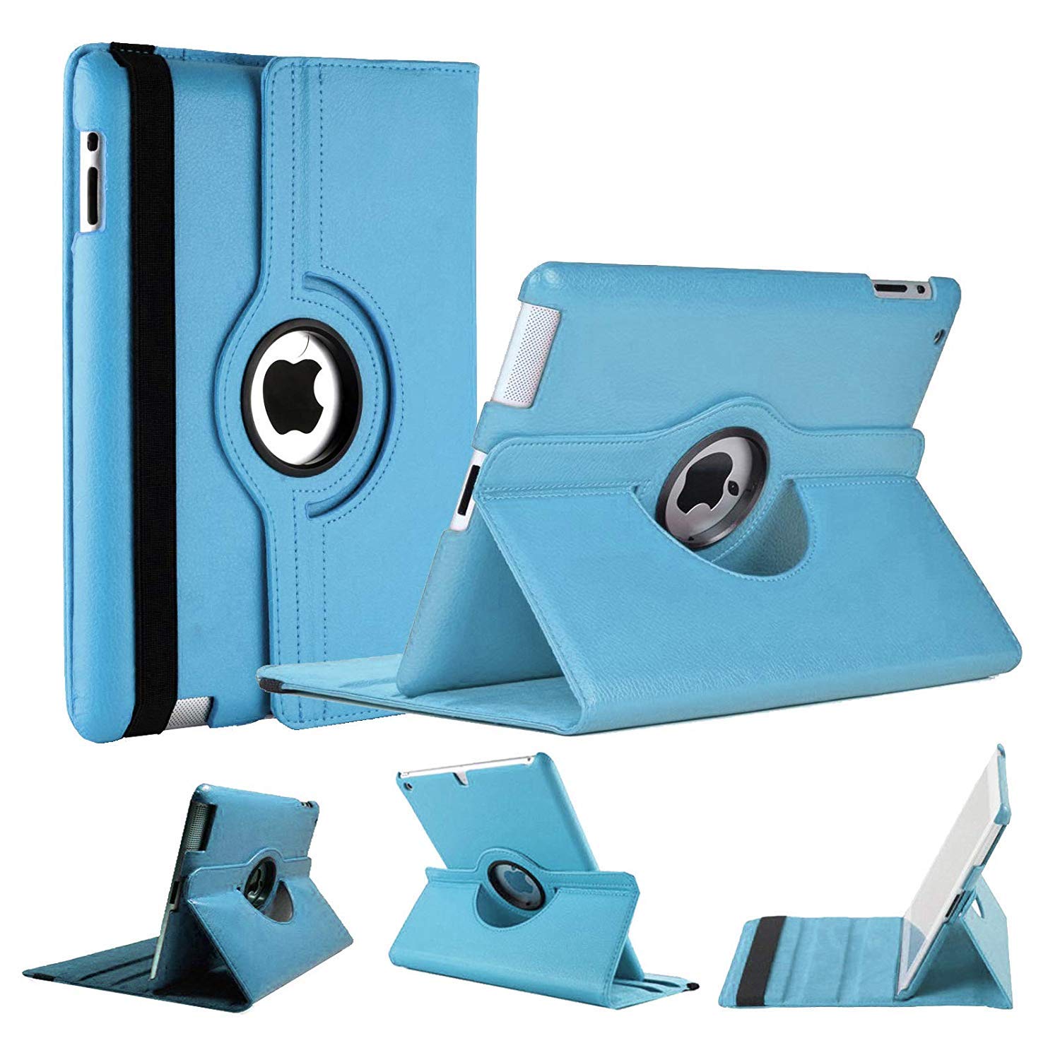 World Biz Case for iPad 9.7 2018/2017 / iPad Air 2 / iPad Air (9.7'') - 360 Degree Rotating Multi-Angle Viewing Stand, Shockproof PU Leather Book Style Flip Auto Sleep/Wake (Light Blue)