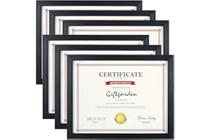 Giftgarden 8.5x11 Picture Frames Diploma Certificate Document Award 8.5 x 11 Frame Black, Wall or Tabletop, Set of 6