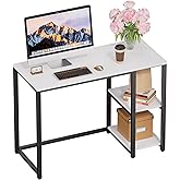 SINPAID 40 Inch Small Computer Desk with Shelves for Small Spaces, Easy Assembly Study Desk, Sturdy Writing Desk for Bedroom & Home Office, Cream White