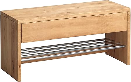 Hometrends4you 801522 Banc A Chaussures Avec Tiroir Et Surface De Pose En Chene Massif Huile 81 X 40 X 32 Cm Amazon Fr Cuisine Maison
