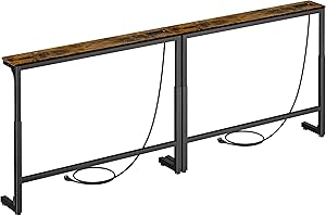Narrow Console Table Behind Couch - Space-Saving 79" Long Console Table w/Built-in Charging Station | Height Adjustable Entry