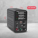 NANKADF DC Power Supply 0-30V 0-10A USB Fast Charge 18W 4-Digit view 2