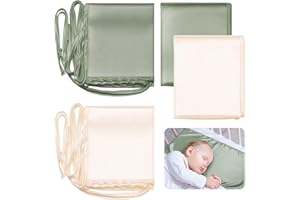 Hosuly 2 Pcs Satin Bassinet Sheet Baby Hair Soft Silk Feeling Sheet Baby Bassinet for Rectangle Cradle Pad Mattress Boys Girls Newborn Infant(Green and White)