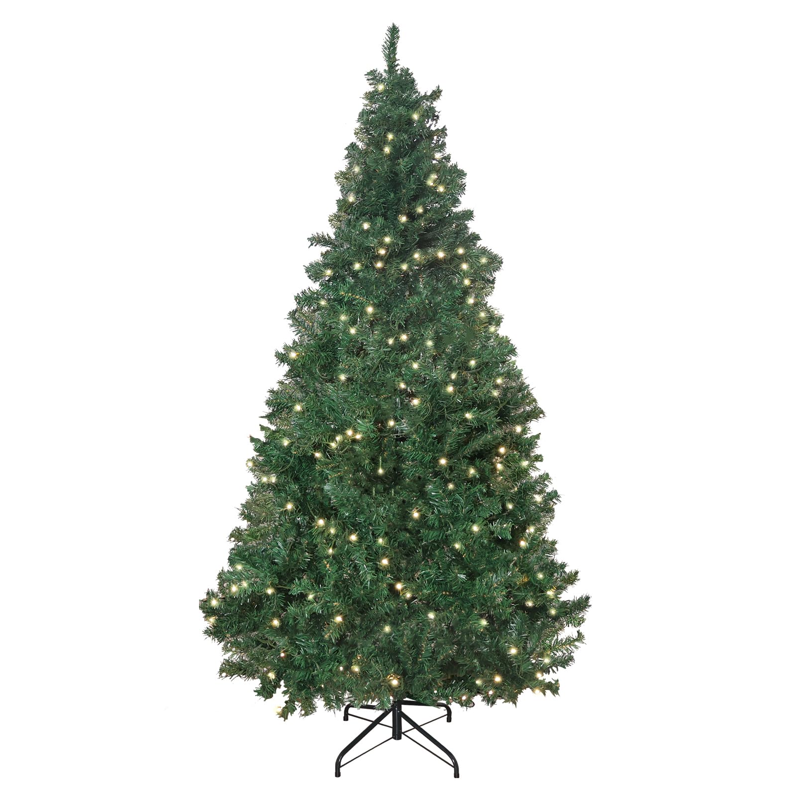 Photo 1 of DECSPAS 6FT Artificial Christmas Tree, Pre-lit Hinged Artificial Christmas Tree for Home Holiday Party Decorations, Xmas Tree with 820 Branch Tips, 320 Warm Lights, Easy Assembly, Foldable Base