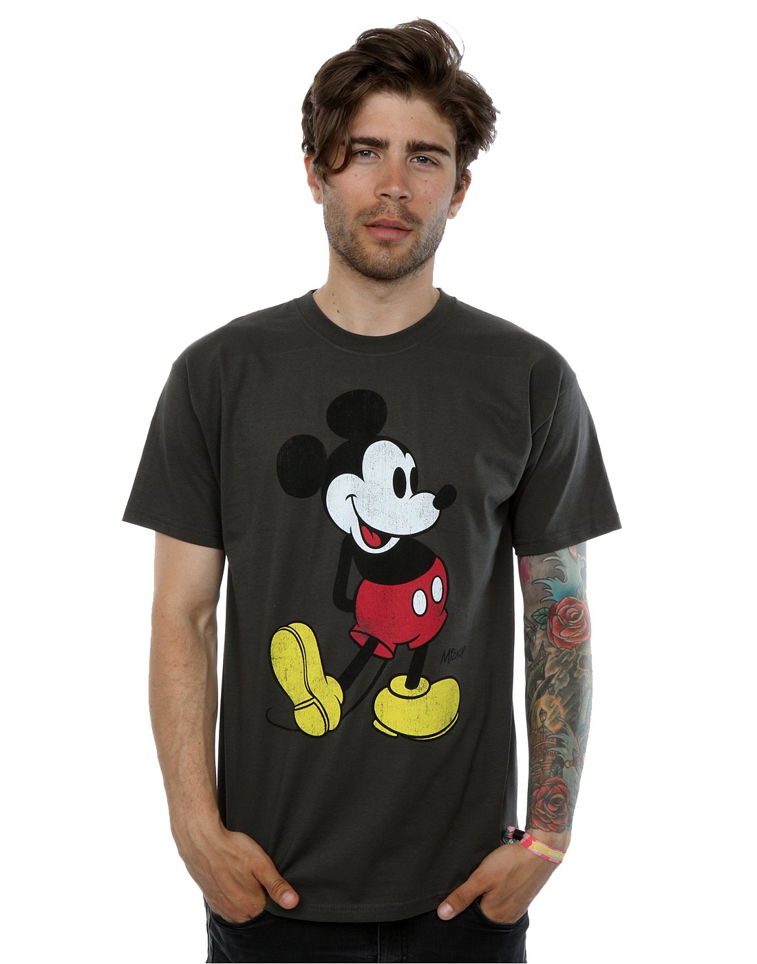 Men's Mickey Mouse Classic Kick T-Shirt Large Light Graphite