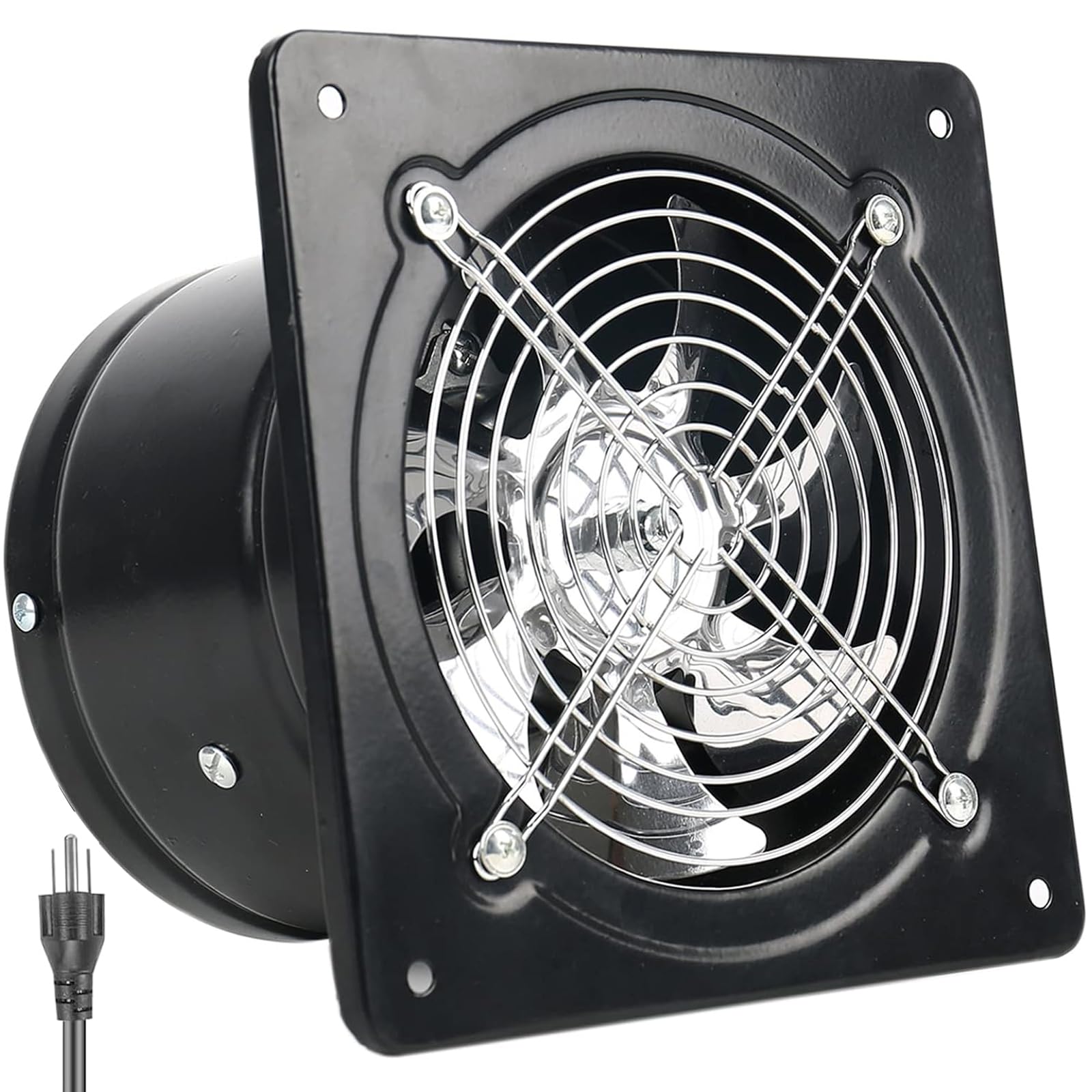 Photo 1 of 12Inch Exhaust Fan with Plug, 1558CFM Through-the-Wall Ventilation Fan with Light Weight Pure Copper Motor, for Laundry Room, Toilets, Garage, and Shopping Mall, 110V (12 inch, black)