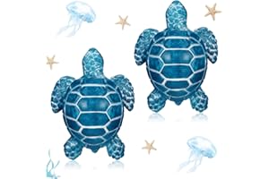 Wonderjune 2 Pack Toilet Bolt Caps Decorative Sea Turtles Toilet Bolt Screw Covers Ceramic Cute Bathroom Decor Fun Themed Gadgets Bathroom Replacement Parts(Classic)