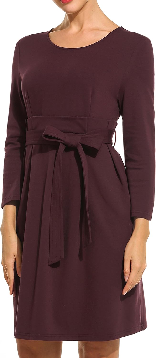 Mieazom Damen Swing Kleid Langarm - A-Linie Minikleid Für Herbst & Winter