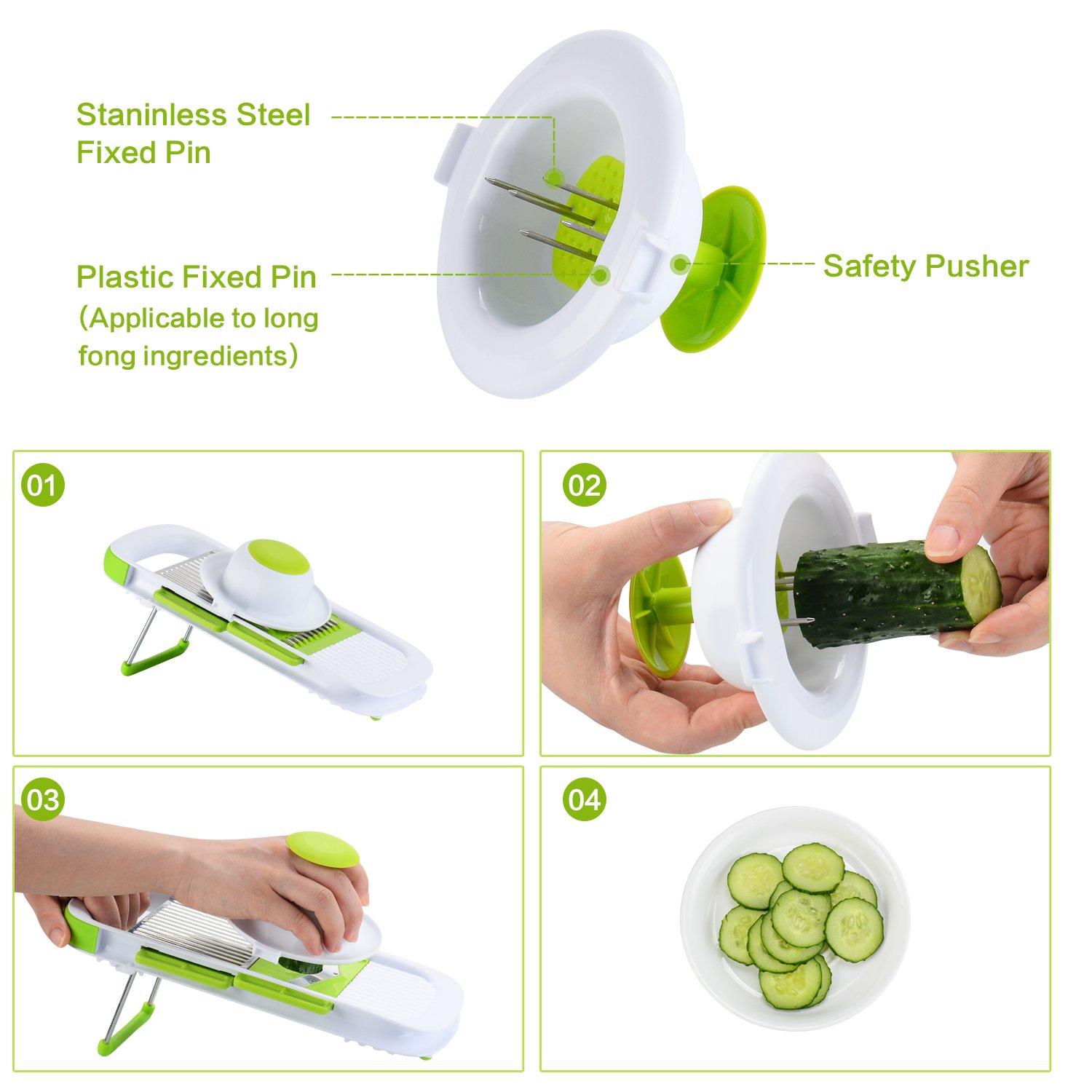 Mandoline Slicer with Free Cut resistant gloves, Potato Slicer-Vegetable Chopper Slicer with 5 Pieces Adjustable Stainless Steel Blades