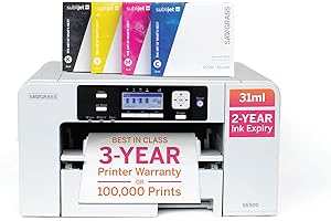Sawgrass SG500 Sublimation Printer Bundle | Includes Professional Dye-Sublimation Printer with 31mL SubliJet UHD Inks & TruePix Sublimation Paper | Wi-Fi Connectivity | Create Custom Designs