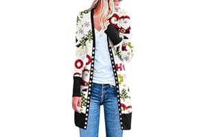 HYAERGF Christmas Lightweight Cardigan Sweater Womens Funny Ugly Xmas Tree Red Plaid Graphic Cardigans Open Front Coats Tops