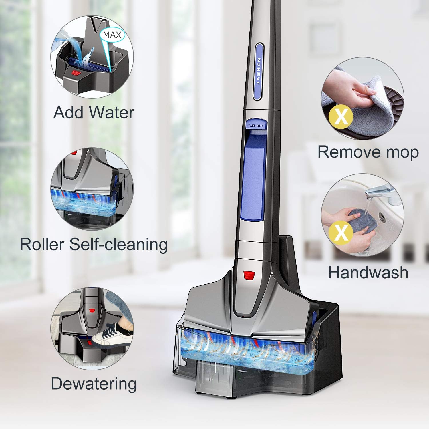 PRIME DAY DEAL JASHEN Cordless Hard Floor Cleaner, M12 Cordless