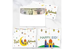 Kitticcino 24 Pack Eid Money Envelopes Colorful Gift Card Holders for Kids Eid Mubarak Greetings Ramadan Supplies Holiday Celebrations Decorations Set of 24
