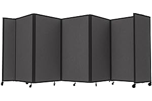 Versare Room Divider 360 Portable Wall Partition | Folding Panels | Large Freestanding Divider | Locking Wheels | Temporary Room Separator
