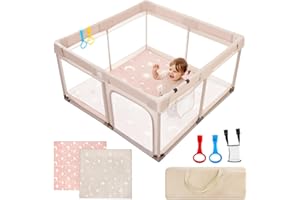 Joypony Baby Playpen with Mat, 50x50x27 IN Large Playpen for Babies and Toddlers, Safety Play Yard for Infant, Indoor & Outdo