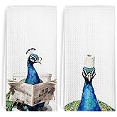 dvhdajed Funny Peacock Peafowl Gifts Hand Towels for Bathroom Decor, Peacock Lover Gifts Decorative Hand Dish Tea Towels for Kitchen Bathroom, Cute Peafowl Kitchen Towels Set of 2, 16x24 Inch