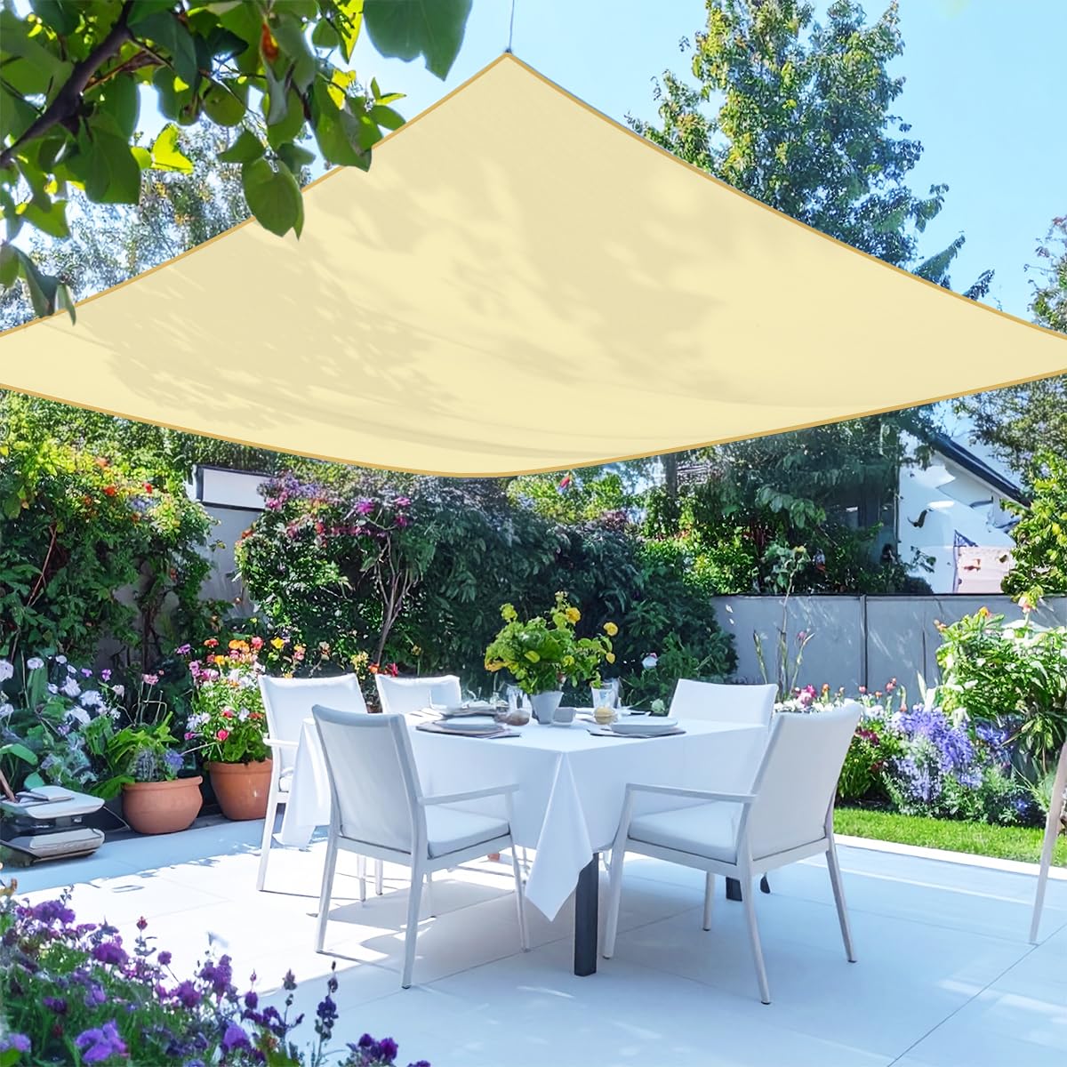 Green Bay Sun Sail Shade Canopy Awning for Outdoor Patio Garden 3.6mx3.6m Square in Sand