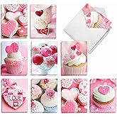 The Best Card Company 20 Assorted Valentine's Day Notecards Bulk Box Set 4 x 5.12 Inch with Envelopes (10 Designs, 2 Each) Sweet Hearts AM10432VDG-B2x10