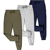 BIG ELEPHANT 3 Pack Boys Sweatpants, Youth Cotton Athletic Joggers Pants with Pockets and Drawstring