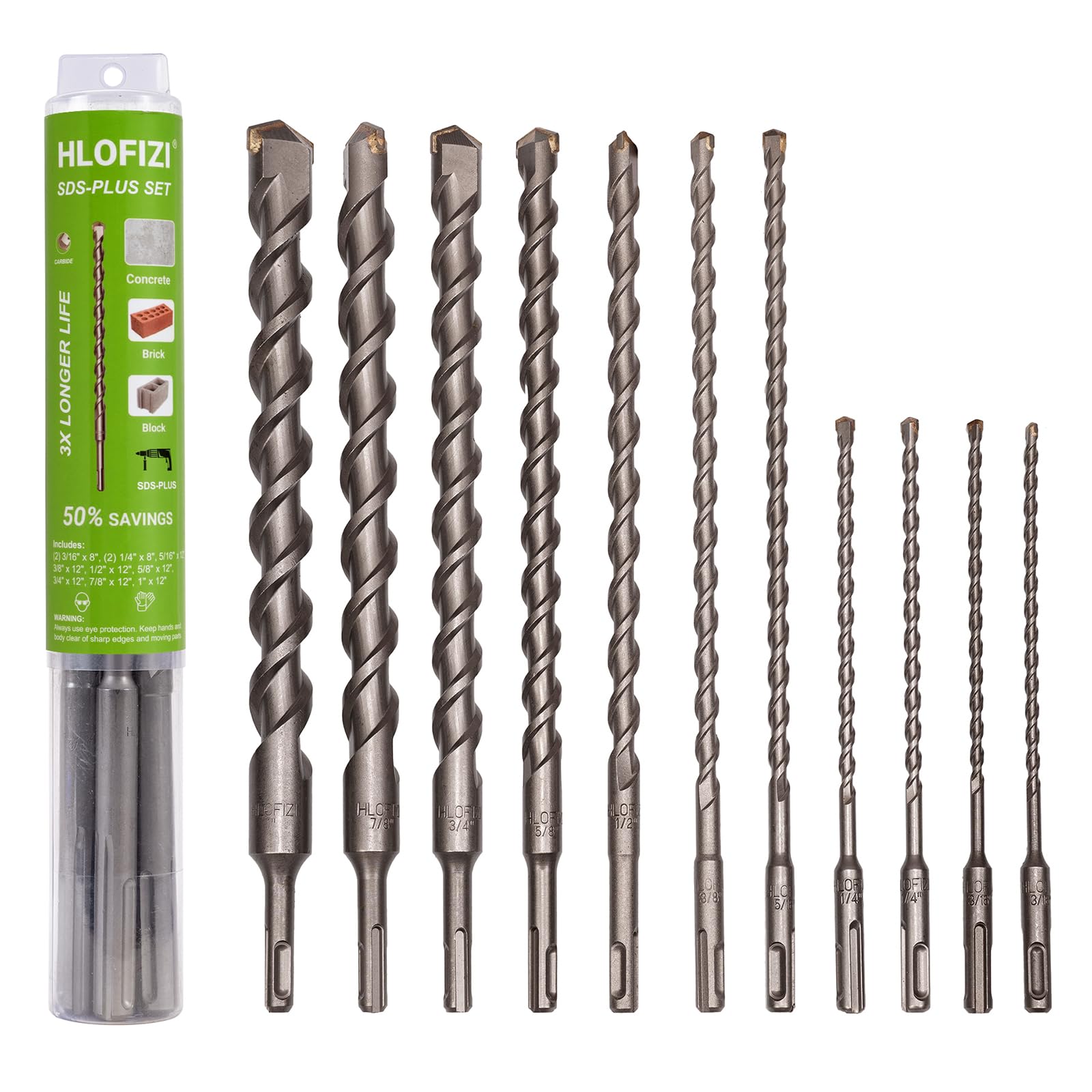 HLOFIZI SDS Plus Bits 11-Piece Rotary Hammer Drill