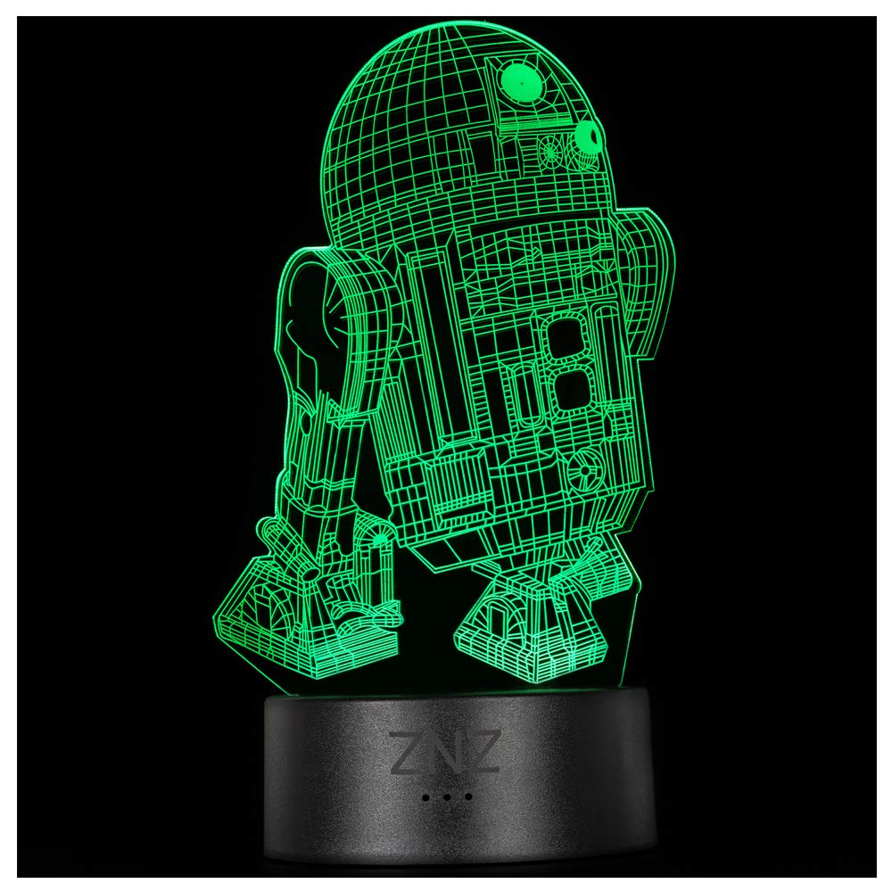 3D Lamp, ZNZ LED Illusion Night light, 16 Colors Changing 3 Model with Remote & Smart Touch Decor Lamp - Perfect Christmas and Birthday Gifts for Kids Men Women and Star Wars Fans (5-R2D2)