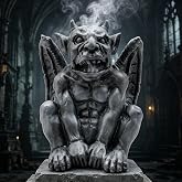 Gothic Gargoyle Incense Burner, Resin Demon Statue, Medieval Monster Figurine, Grey, 3.2 in. Tall, for 1x1 in. Cones, Halloween Decor