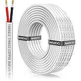 NAOEVO 14 Gauge Marine Wire Duplex, 14 AWG Stranded PVC Marine Electrical Wire, Waterproof/Corrosion Resistant/Tinned Copper Electrical Cable for Boat/Automotive/RV/Solar (30FT)