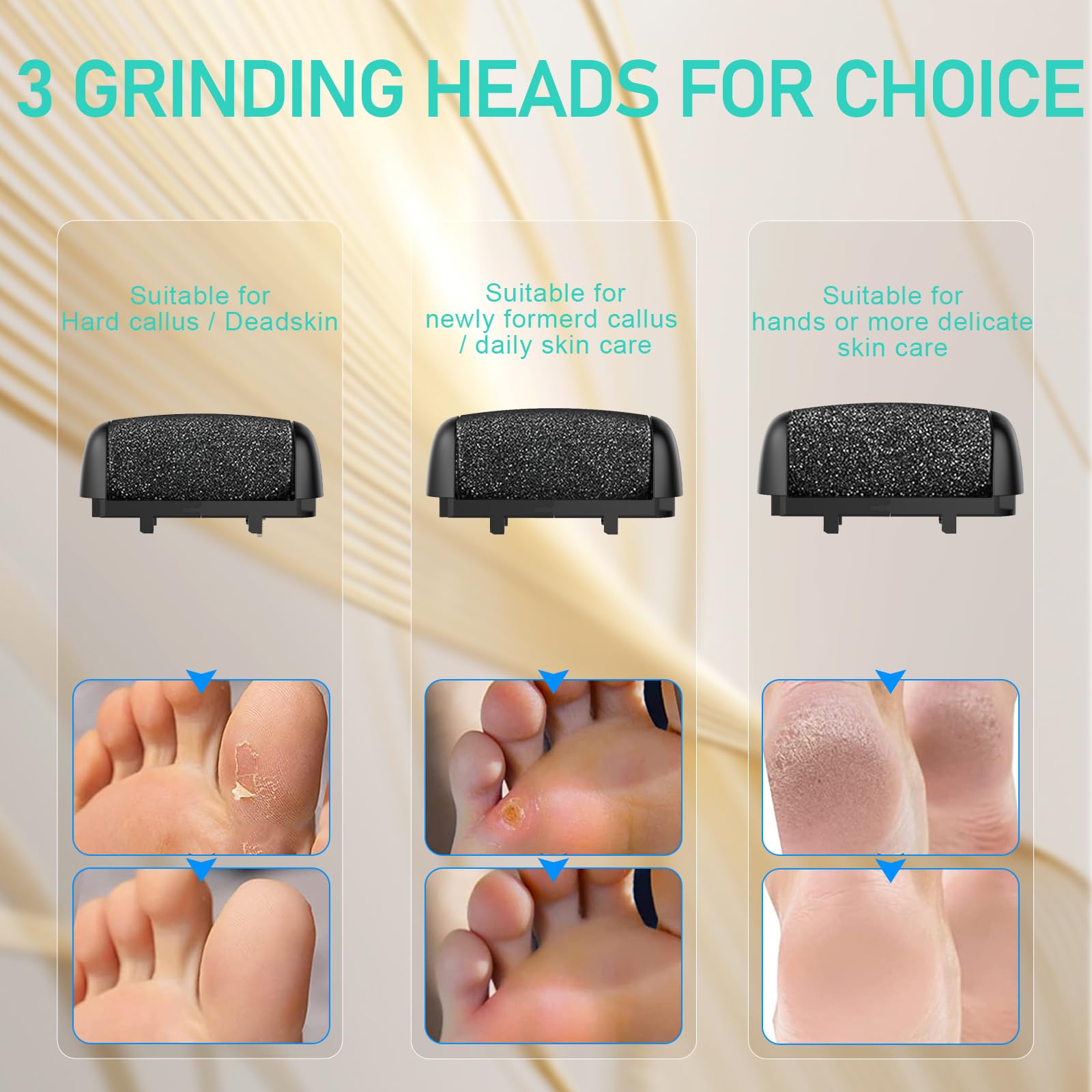 Electric Callus Remover for Feet - with Larger Grinding Head, Portable Pedicure Kit Foot File Callus Remover, Rechargeable Waterproof Foot File for Foot Care Deadskin Remover LCD Display-Black - Image 7