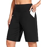 Blouty Women's 9" Bermuda Long Shorts Knee Length with Pockets High Waisted Shorts for Women Lounge Walking Athletic