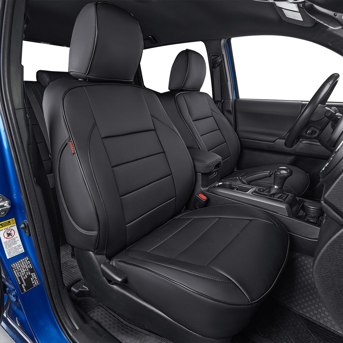 EKR Custom Fit Tacoma Car Seat Covers for Select Toyota Tacoma 2024 2025 2026 Xtra Cab SR -Full Set,Leather(Black) Image