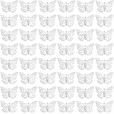 WEBEEDY 50pcs Silver Butterfly Suncatchers Hanging Ornaments Handmade DIY Sun Catcher Butterfly Charms Metal Parts, Suncatcher Making Supplies for Window Garden Wall Wedding Party Decor Gift,1.4x2Inch