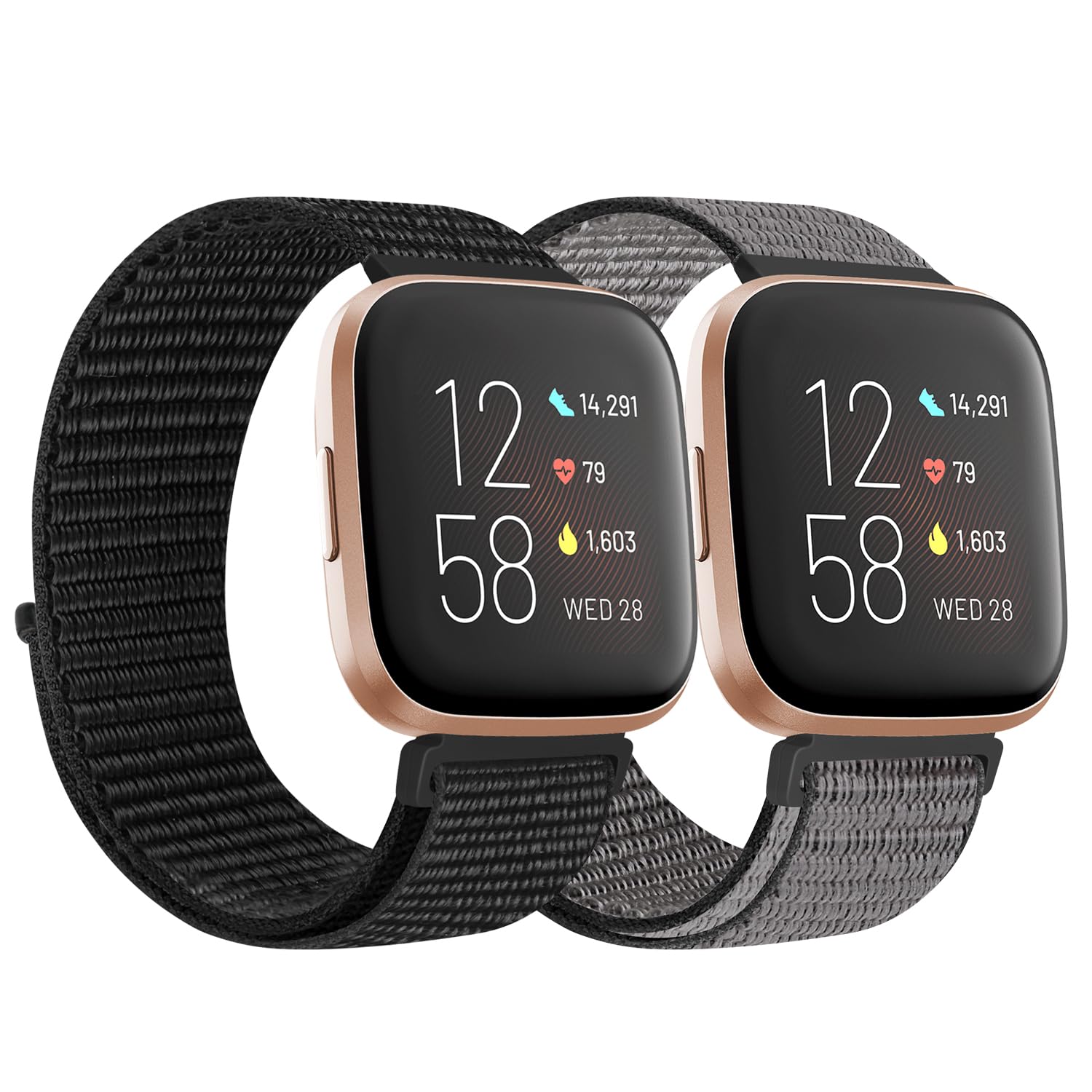 KIBDSNG Nylon Strap Compatible with Fitbit Versa 2 Strap/Versa Lite/SE/Versa Strap, Soft Adjustable Woven Sport Wristbands Replacement Band for Men Women