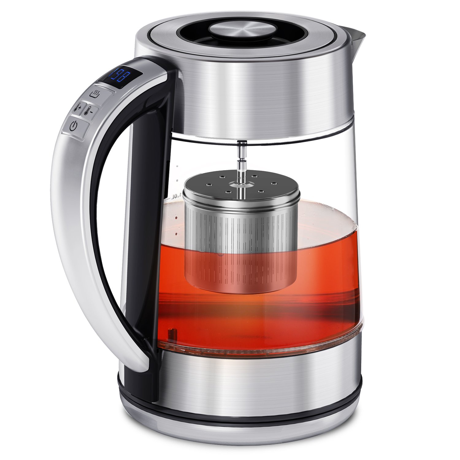 CISNO 2 in 1 Electric Tea Kettle With Infuser, Glass and Stainless