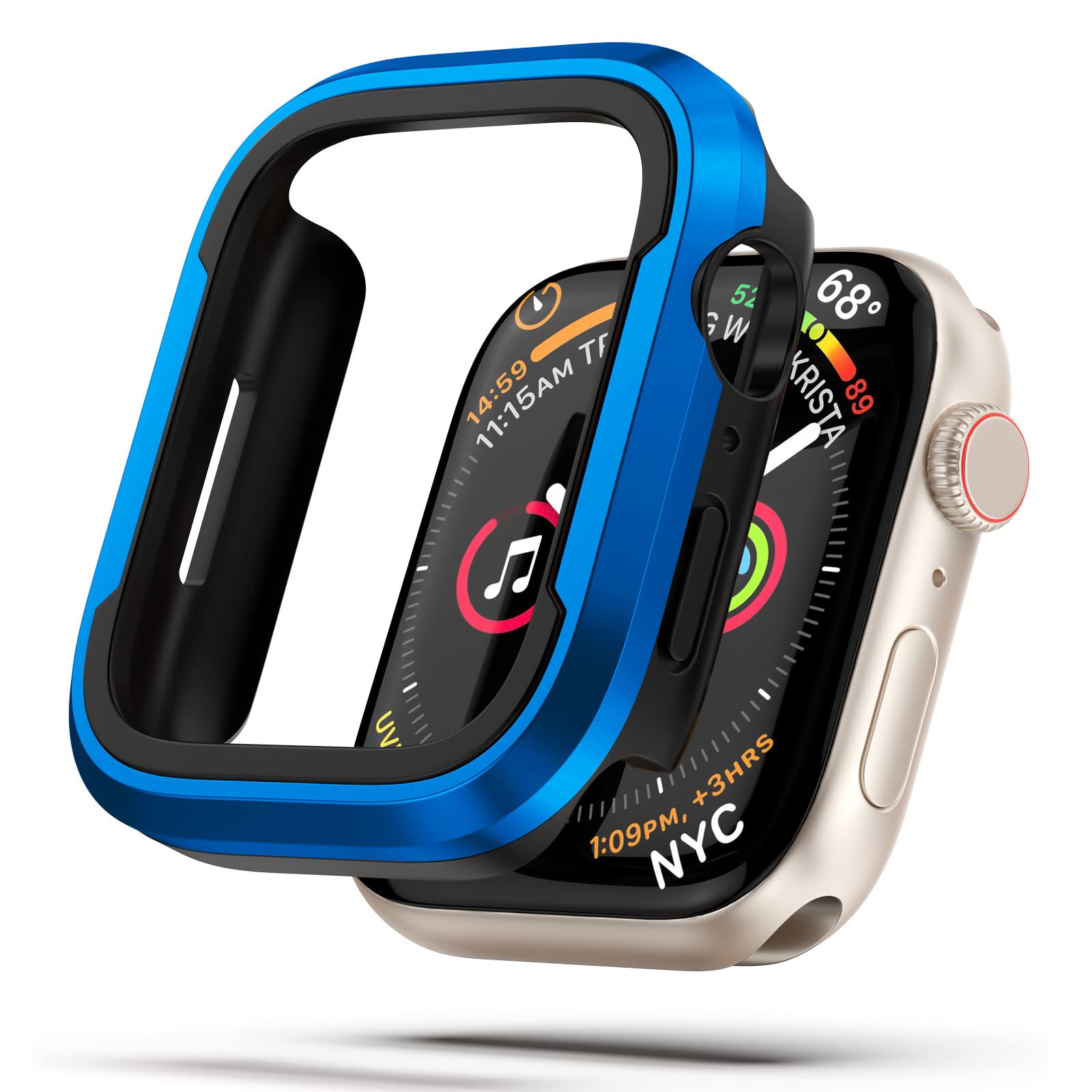Miimall Compatible with Apple Watch Series 6/SE/5/4 40mm 44mm Case, Rugged Shock-Proof Soft TPU Bumper + Metal Frame All-Around Bumper Protective Shell Cover for iWatch Series 6 40mm- Blue