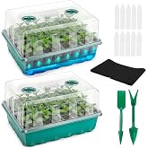 Hanaoyo Self-Watering Seed Starter Tray 2 Packs, 96 Cells Seed Starter Kit with Humidity Vented Domes and High Lid, Germination Kit for Indoor Greenhouse Seed Starter